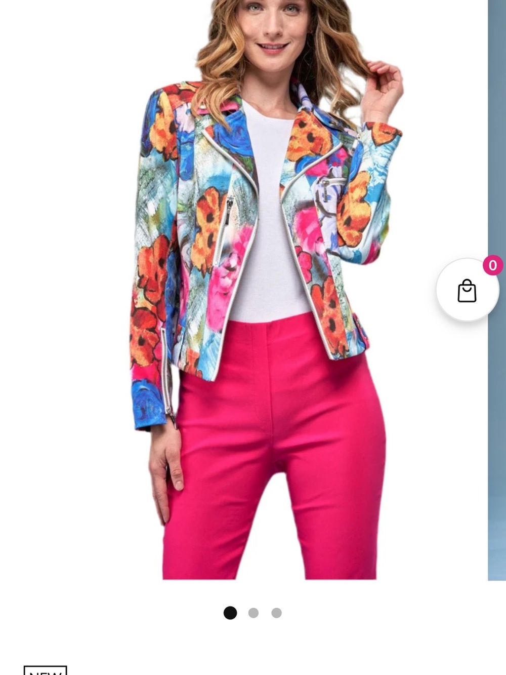 WOMEN'S FLORAL FAUX LEATHER JACKET size 8